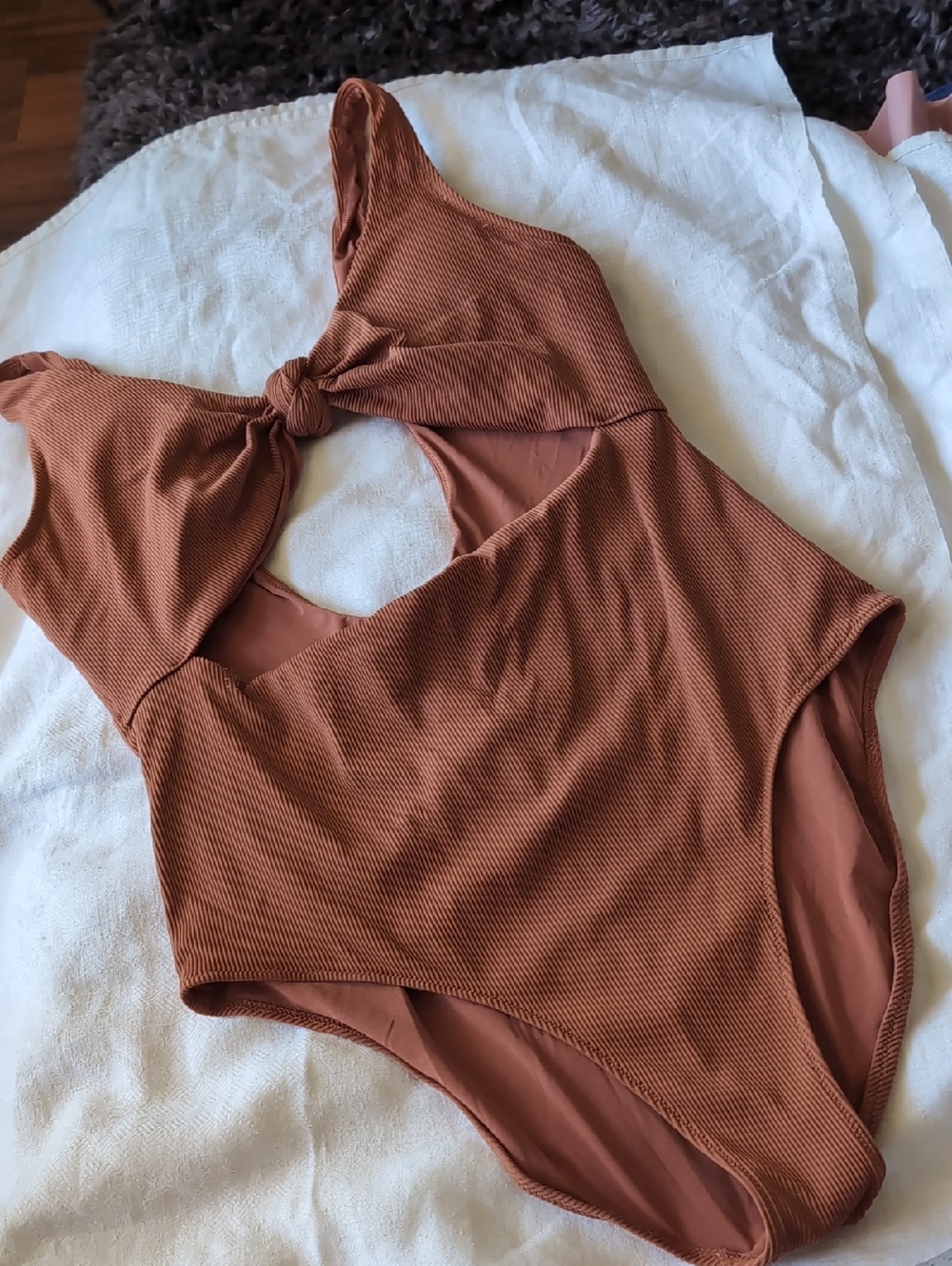 aerie Ribbed One-Piece Swimsuit in Rust